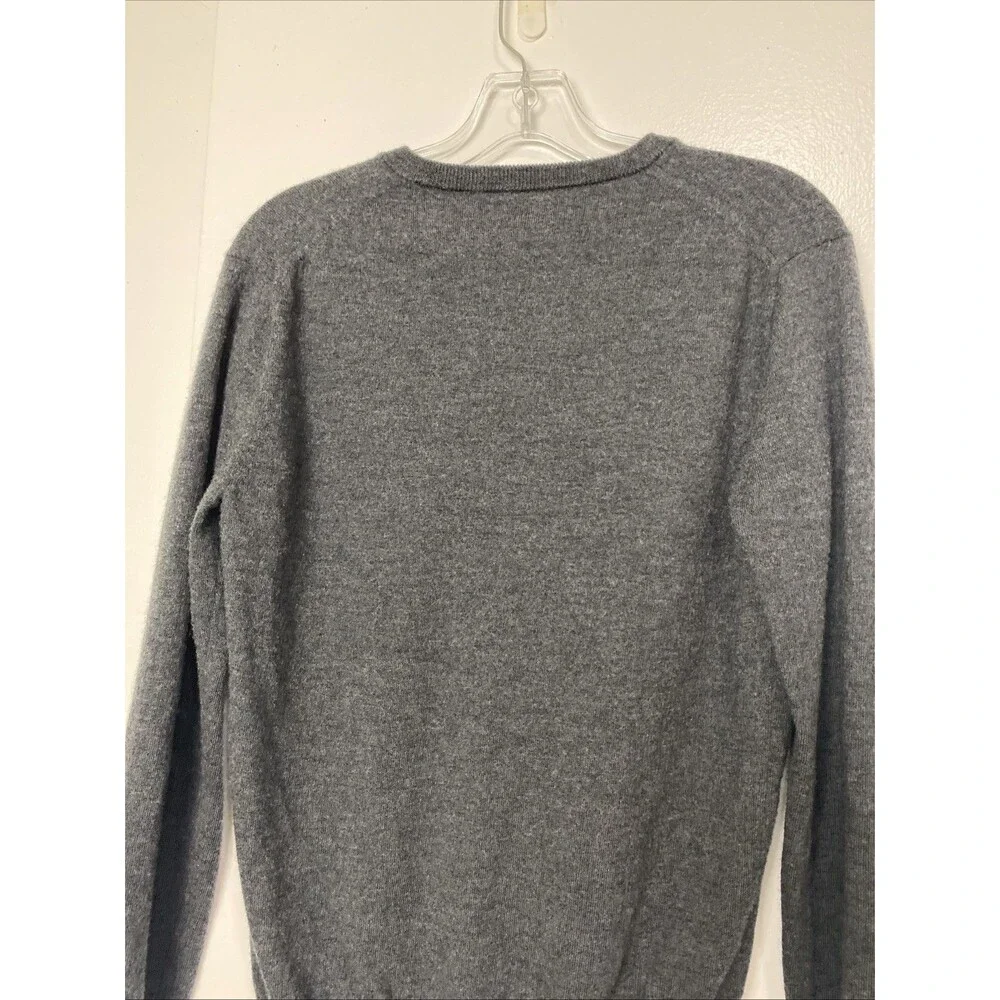 J. Crew Sweater Top Size M 100% Merino Wool Womens Dark Gray V Neck Soft Slim